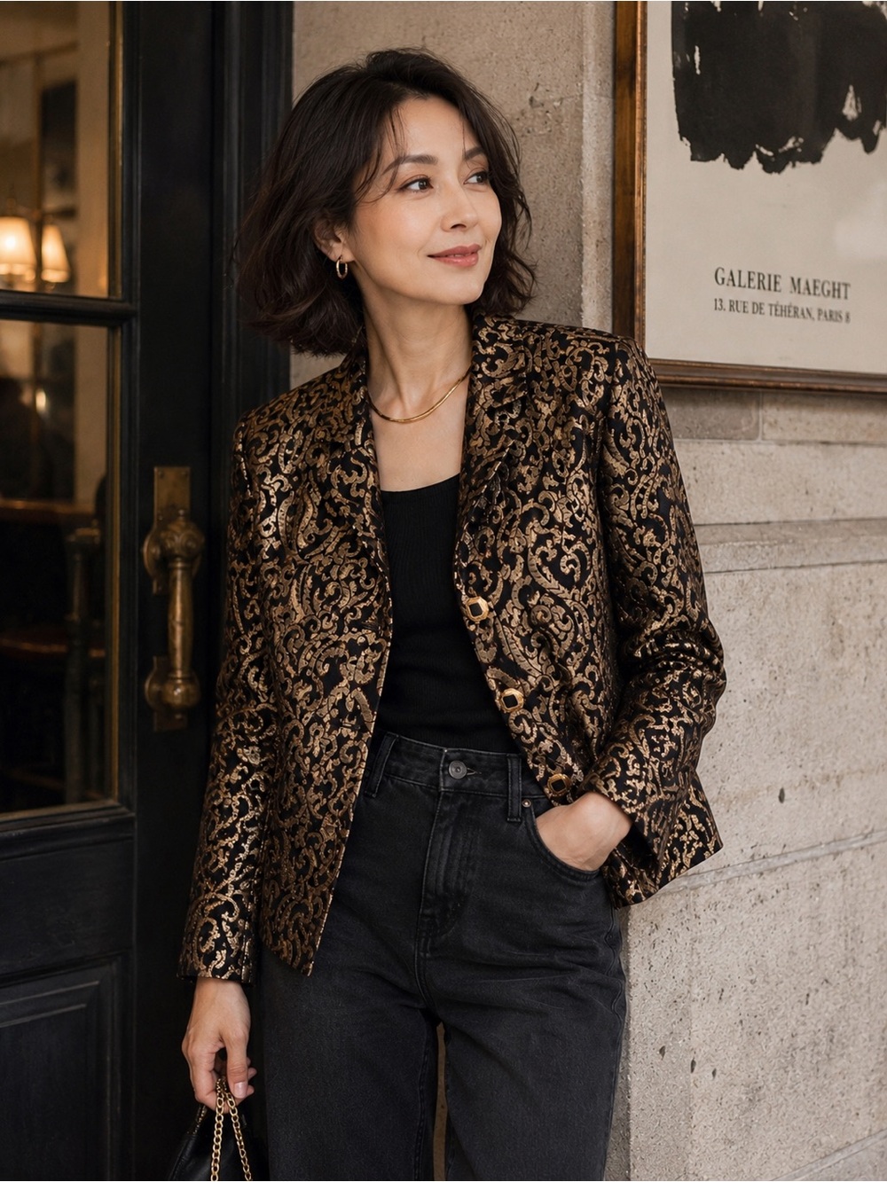 Vintage Metallic Brocade Baroque Jacket Blazer￼